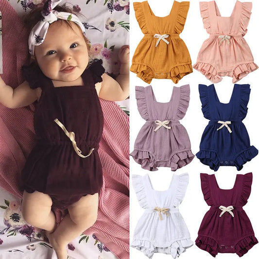 Baby Girl Ruffle Bodysuit, Citgeett  - Summer
