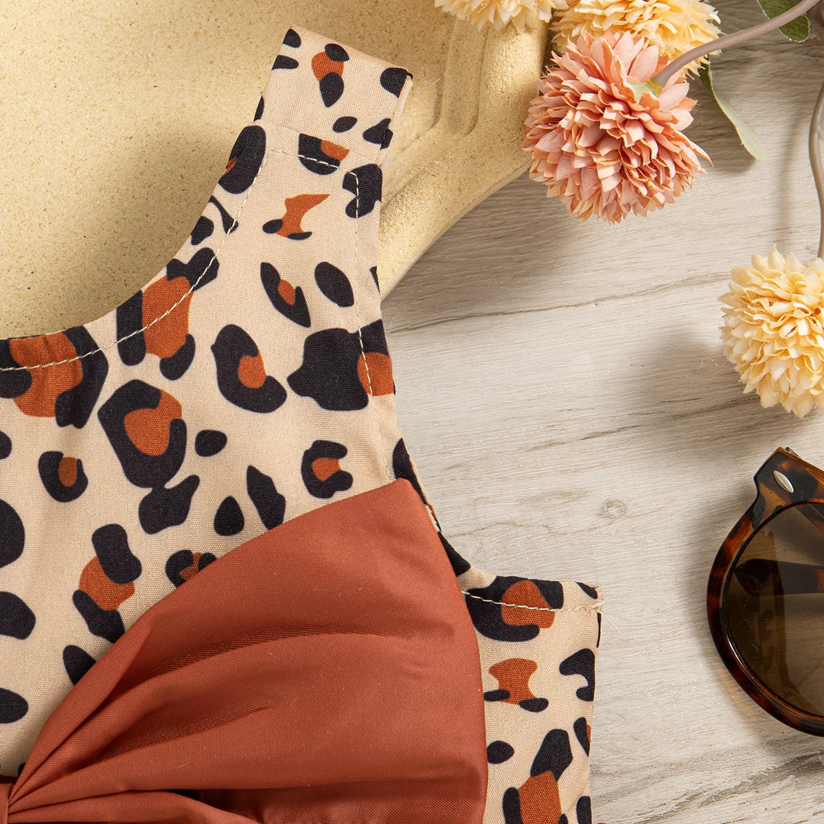 Baby Girl Summer Dress - Leopard Print with Bow