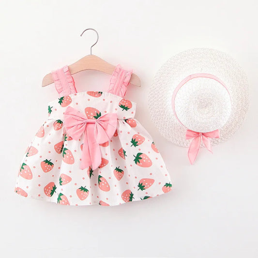 Summer Girls Floral Dress with Hat