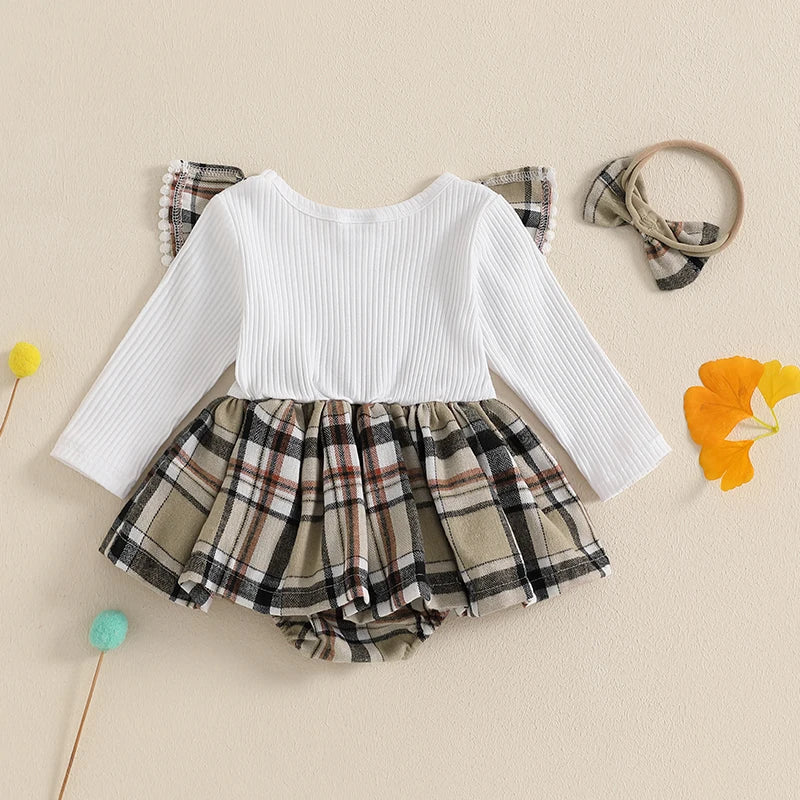 Baby Girl Plaid Romper Dress Apparel - 2 Piece