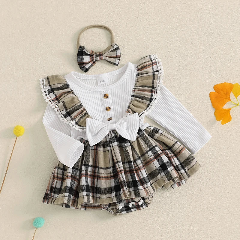 Baby Girl Plaid Romper Dress Apparel - 2 Piece