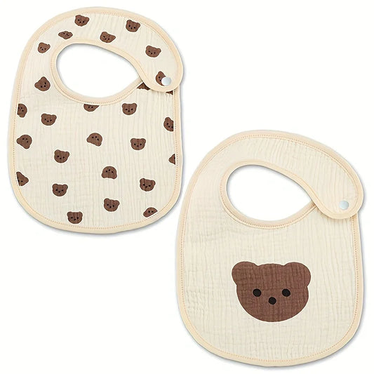 Waterproof Cotton Baby Bibs - 2pcs