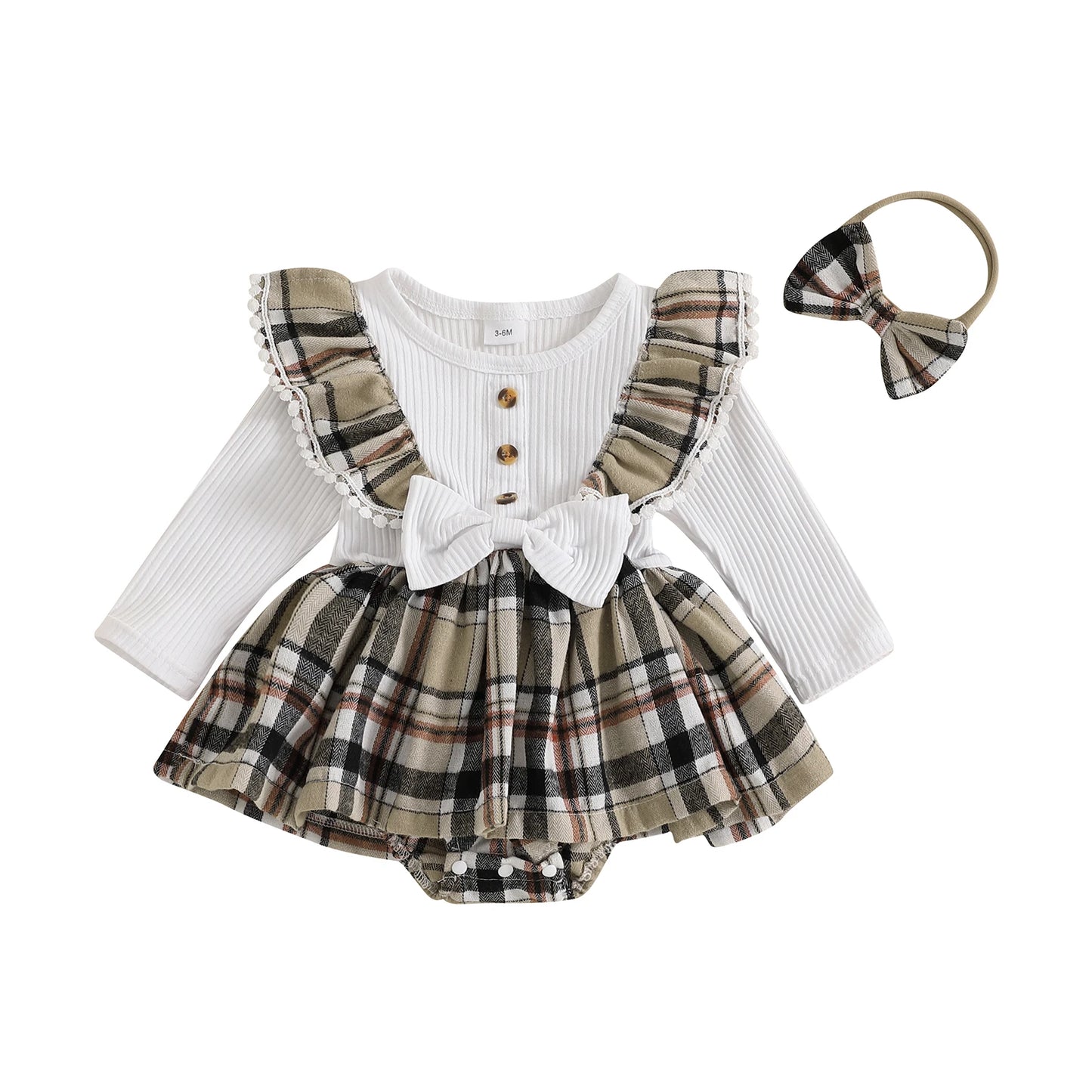 Baby Girl Plaid Romper Dress Apparel - 2 Piece