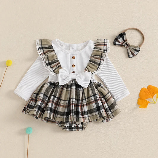 Baby Girl Plaid Romper Dress Apparel - 2 Piece