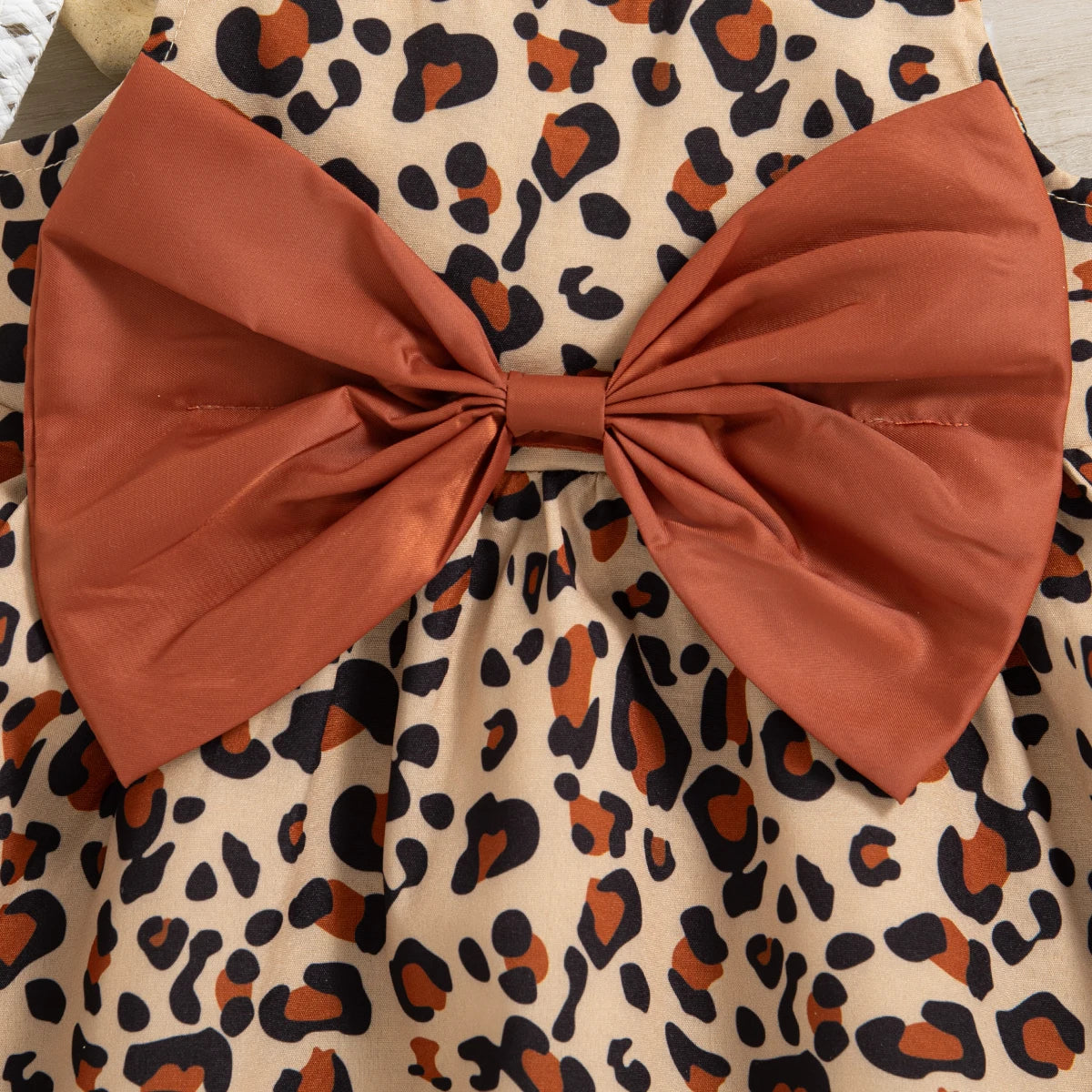 Baby Girl Summer Dress - Leopard Print with Bow