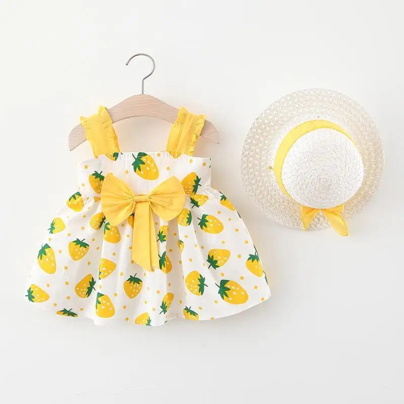 Summer Girls Floral Dress with Hat