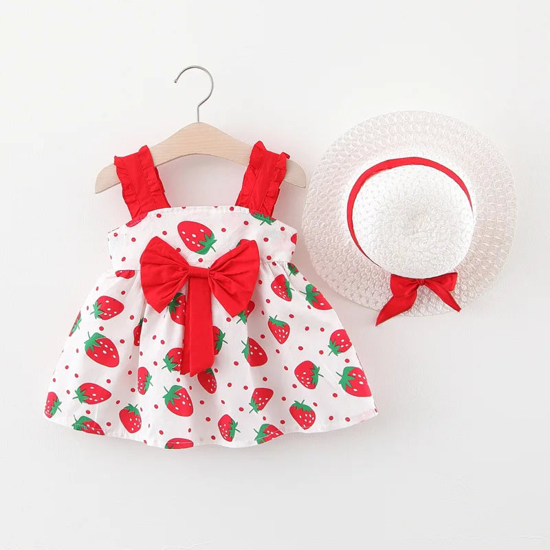 Summer Girls Floral Dress with Hat